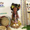Ankara Bloom Doll (14") – Mauve Bobble Dress - Image 2